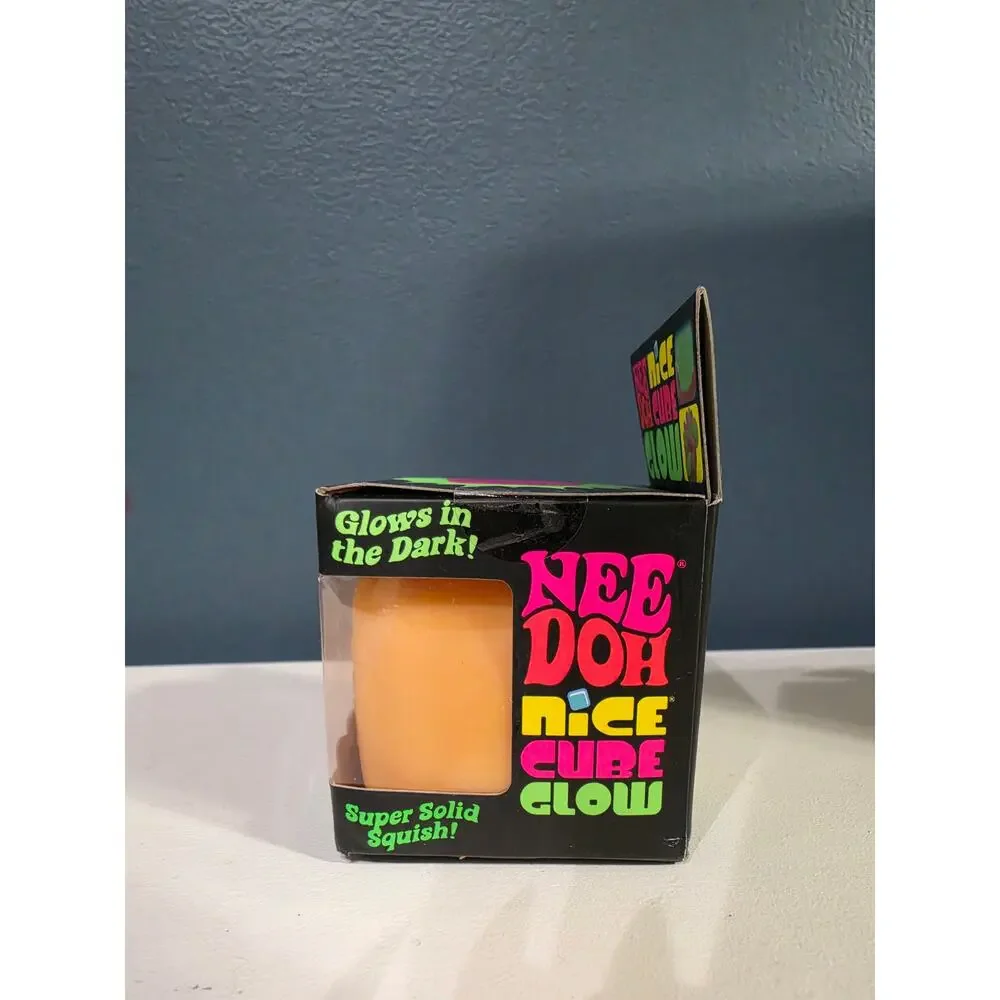 NeeDoh Nice Cube GLOW ORANGE Glow in Dark Schylling NEW IN BOX